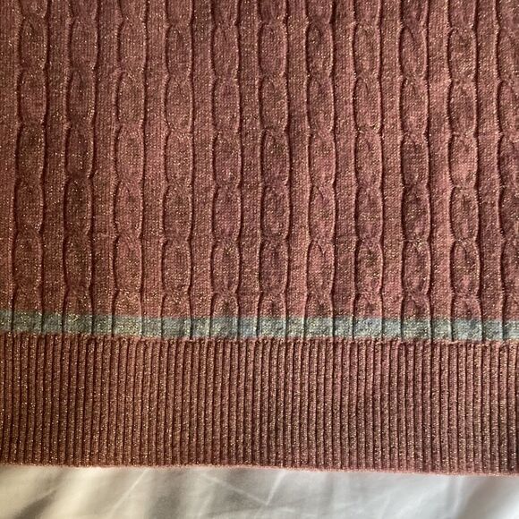 Bonpoint NWOT Girls Cable Knit Pullover Sweater with Gold Metallic Thread. - Picture 3 of 7